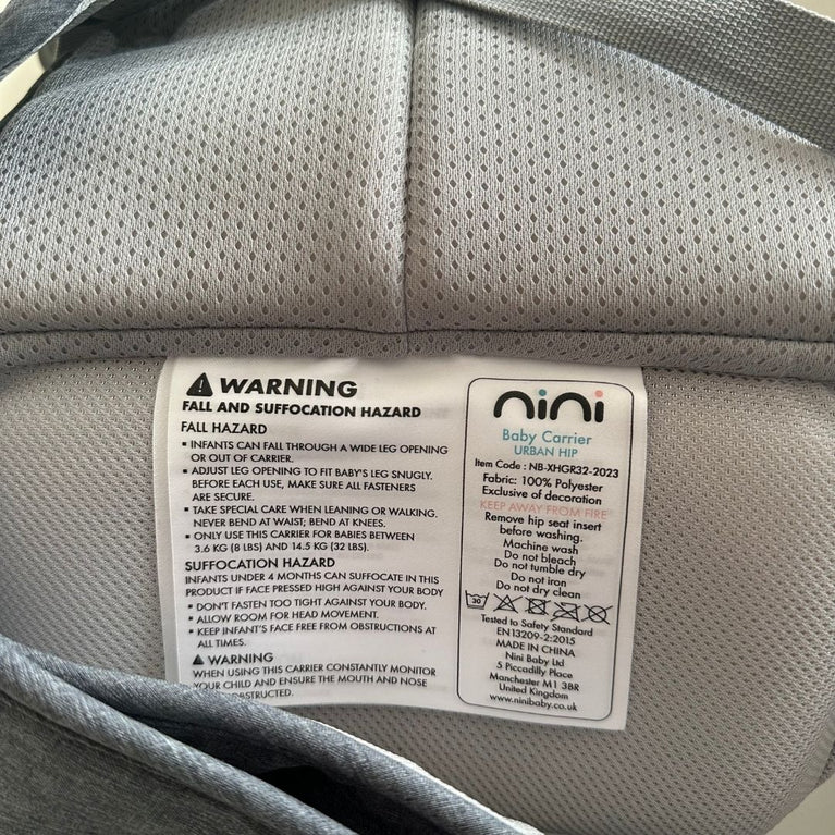 Nini Urban Hip Baby Carrier - Grey