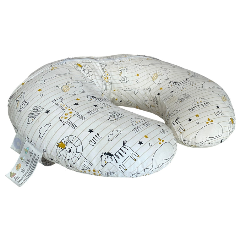 Boppy Original Feeding & Infant Support Pillow - Notebook Black and White with Gold Animals