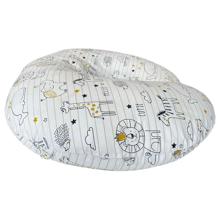 Boppy Original Feeding & Infant Support Pillow - Notebook Black and White with Gold Animals