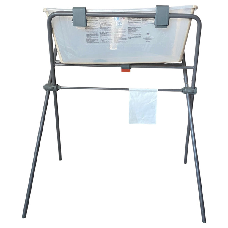 Stokke-Flexi-Bath-Tub-With-Newborn-Support-&-Stand-Set-White/Grey--2-2