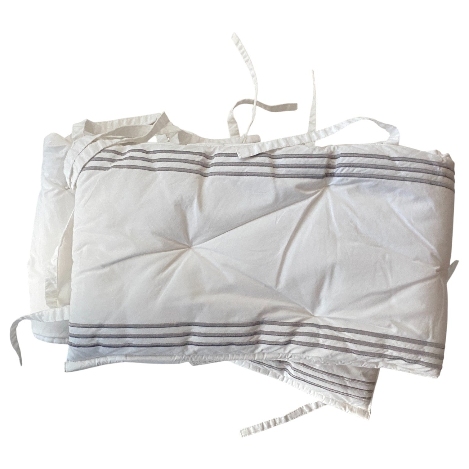 Pottery Barn Kids Baby Crib Bumper - White with Gray Border | Shop used