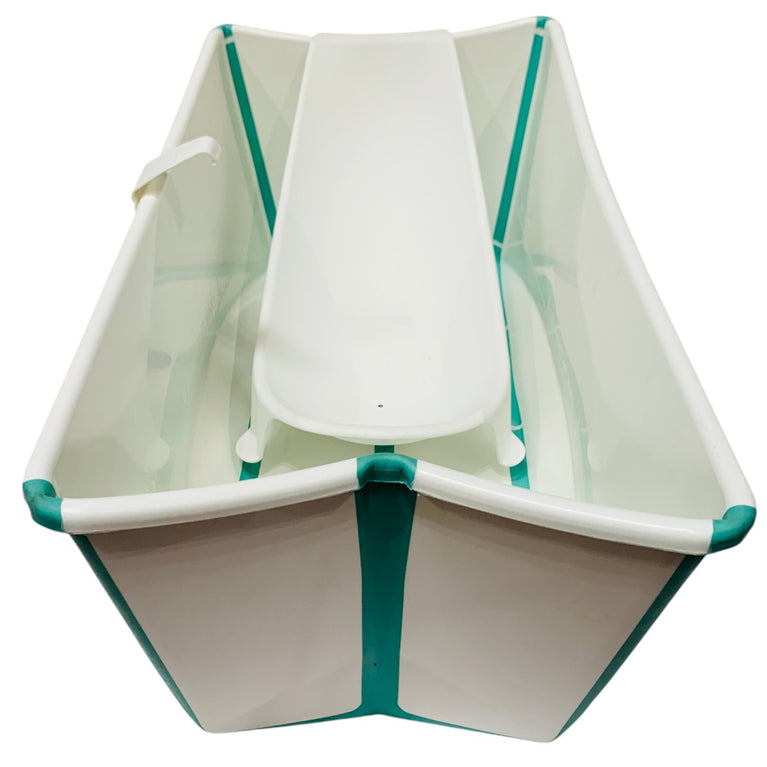 Stokke-Flexi-Bath-Tub-+-Newborn-Support-Bundle-Clear-Green-5-2