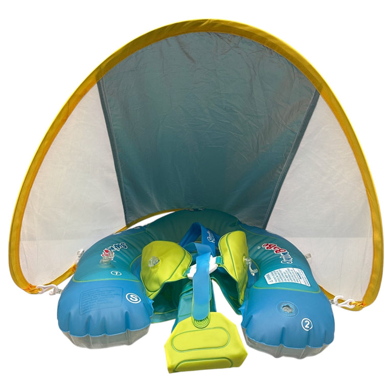 Swim-Bobo-Inflatable-Baby-Swim-Float-with-Sun-Canopy-Blue-(3-12-Months)-1-2