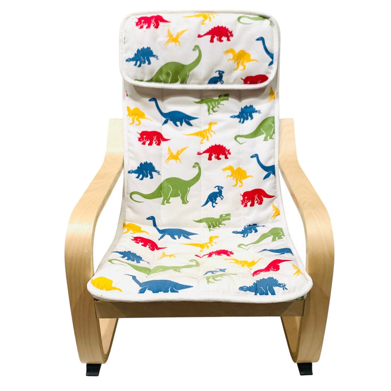 Ikea-Children's-Armchair-Birch-Veneer/Medskog-Dinosaur-Pattern-1-2