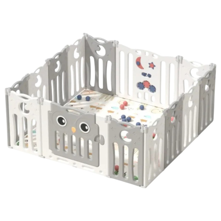 Little-Angel-Foldable-Baby-Playpen-With-Fence-For-Indoor-Grey-1-1