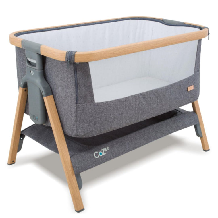 Tutti Bambini CoZee Air Bedside Crib/Co-Sleeper Rocker-Oak & Charcoal