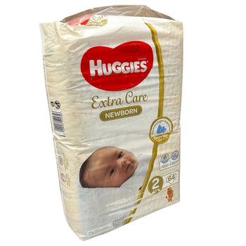 Huggies Extra Care Newborn, Size 2, 4 - 6 kg, Jumbo Pack, 64 Diapers
