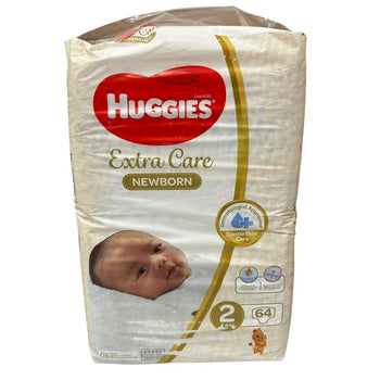 Huggies Extra Care Newborn, Size 2, 4 - 6 kg, Jumbo Pack, 64 Diapers