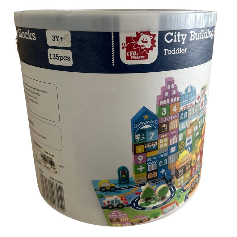 Leo & Friends Wooden City Building Block Toy 100-Piece Set