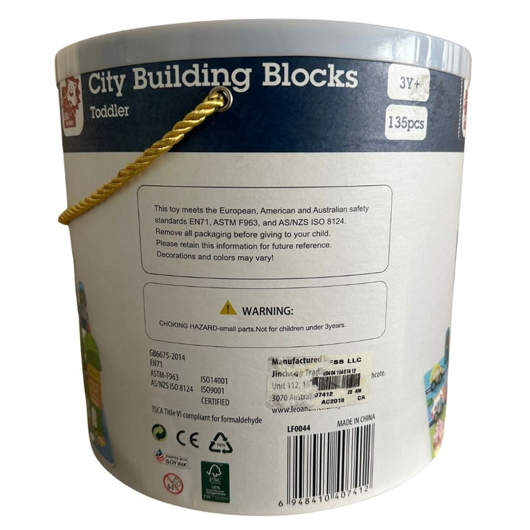 Leo & Friends Wooden City Building Block Toy 100-Piece Set