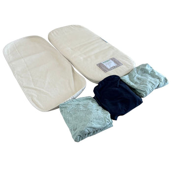 Little Green Sheep Natural Moses Mattress, Protector and Fitted Sheets for Clair De Lune - Bundle