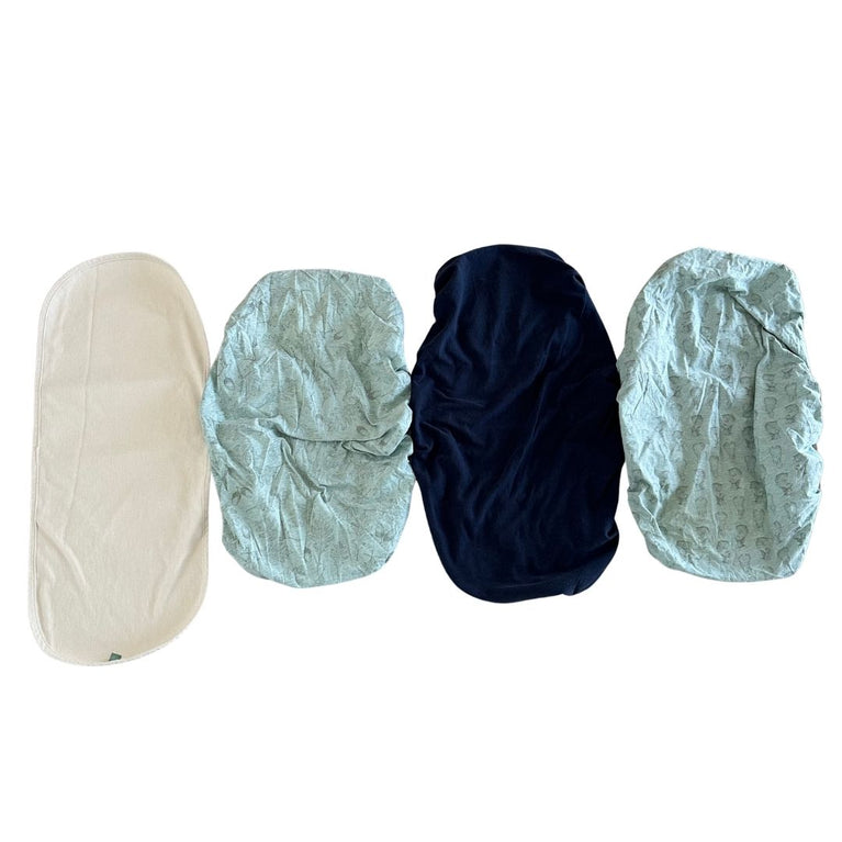 Little Green Sheep Natural Moses Mattress, Protector and Fitted Sheets for Clair De Lune - Bundle