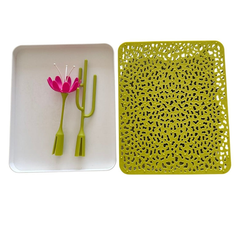 Boon Lawn Countertop Drying Rack (Green) with Stem and Poke Drying Rack Accessories