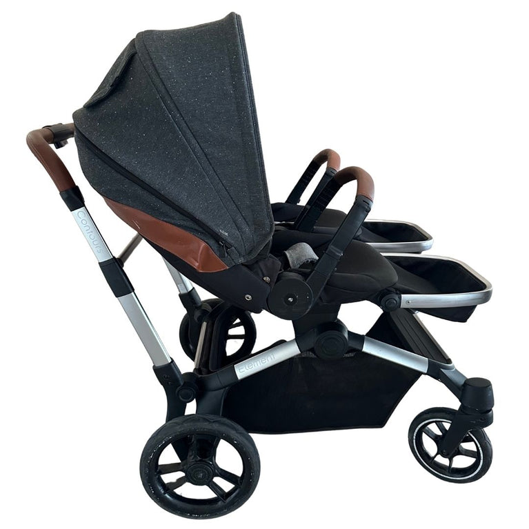 Contours Element Convertible Side-by-Side Double Stroller - Storm Grey