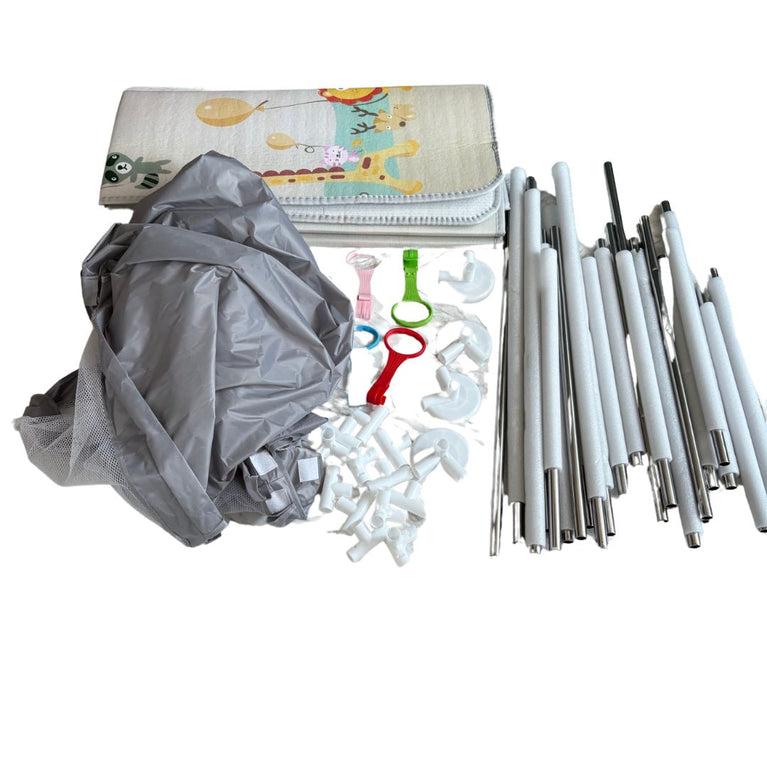 HOCC Plastic Playpen For Babies & Toddlers with Playmat - Large - Grey