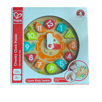 Hape Wooden Chunky Clock Puzzle–13 Pieces