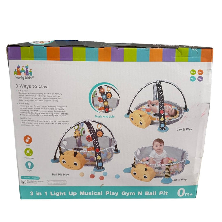 Konig Kids 3 in 1 Light Up Musical Play Gym and Ball Pit - Lion