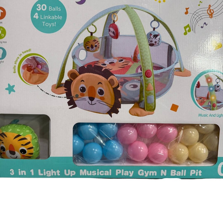 Konig Kids 3 in 1 Light Up Musical Play Gym and Ball Pit - Lion