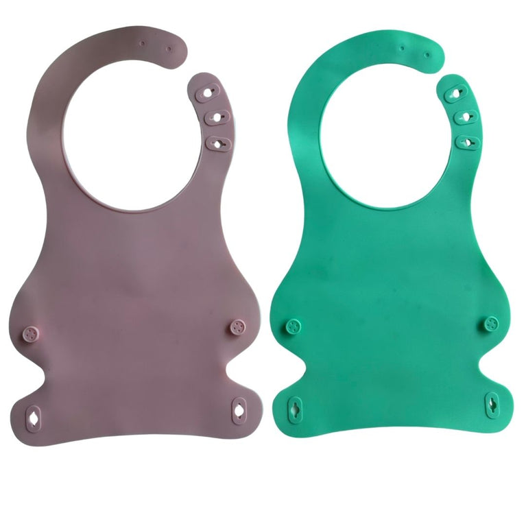 Nuvita Squishy Silicone Roll Up Bib For Baby - Pink/Green (Pack of 2)