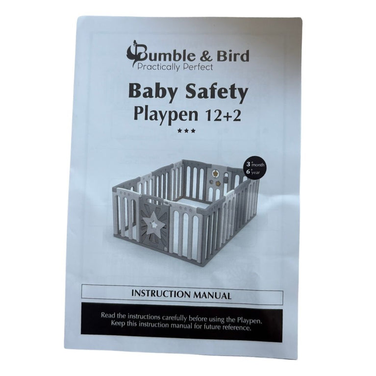 Bumble & Bird Baby Safety Large Star Design Playpen 12+2pcs