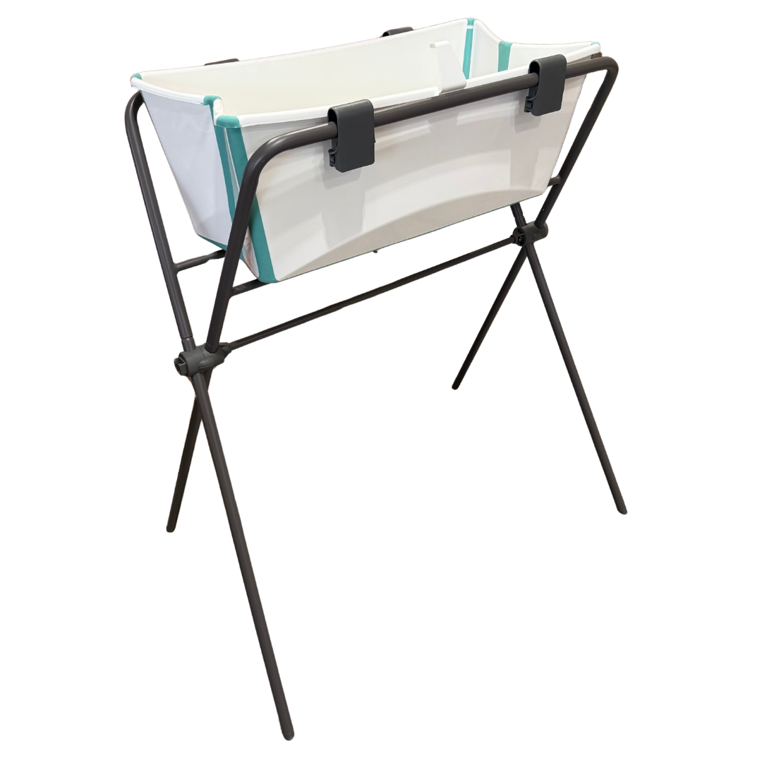 stokke flexi bath white aqua Stokke Flexi Bath with Stand - Aqua / White | Shop used Bathing & Potty in  UAE