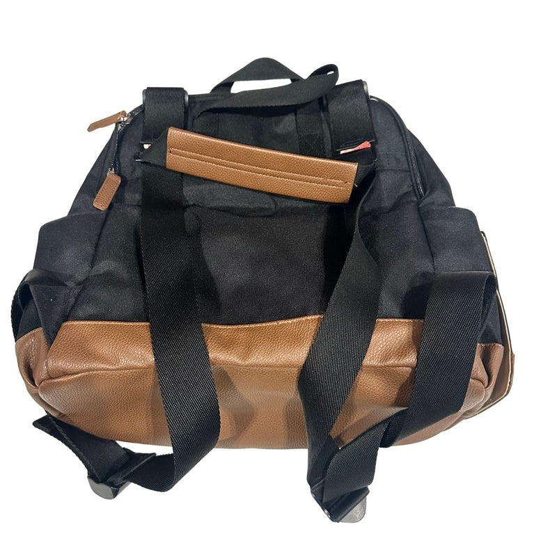 Babymel Backpack Nursery Bag with Bottle Pouch and Changing Mat - Black/Tan