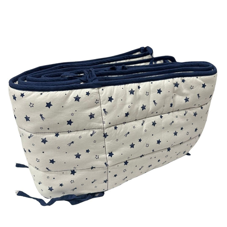 Juniors Star Print Cot Bumper - Blue