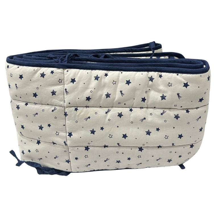 Juniors Star Print Cot Bumper - Blue