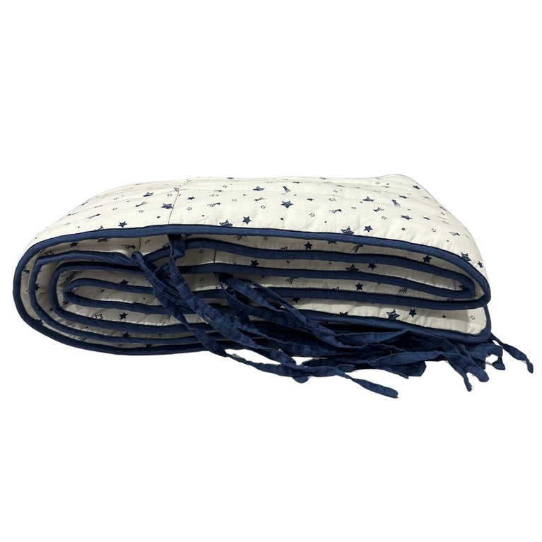 Juniors Star Print Cot Bumper - Blue