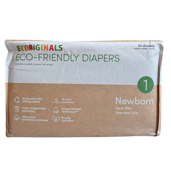 Eco-Friendly Diapers for Newborns Size 1 (Up to 11 Lbs) - 30 Pack