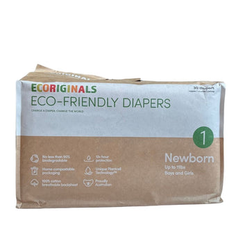 Eco-Friendly Diapers for Newborns Size 1 (Up to 11 Lbs) - 30 Pack