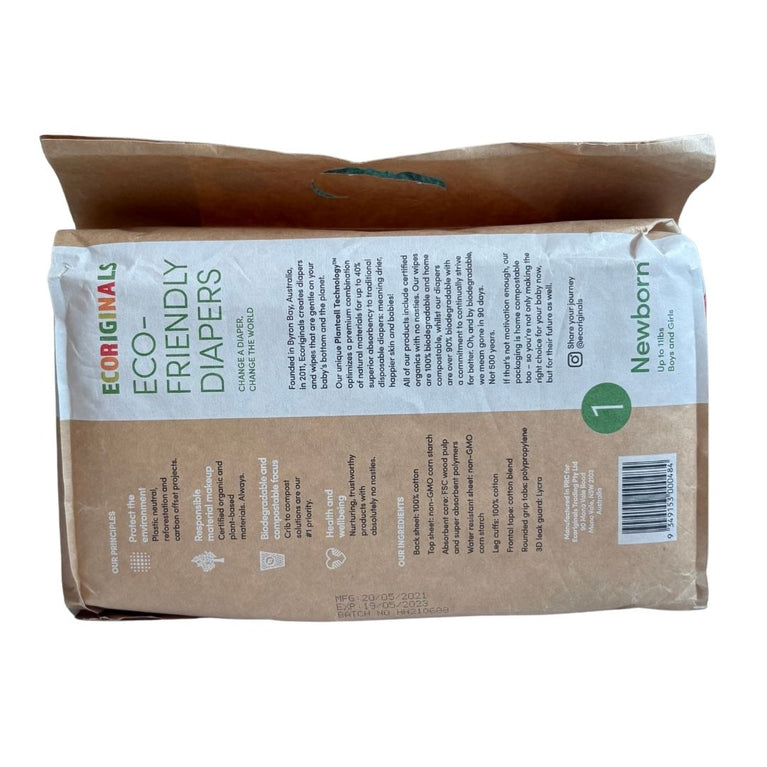 Eco-Friendly Diapers for Newborns Size 1 (Up to 11 Lbs) - 30 Pack