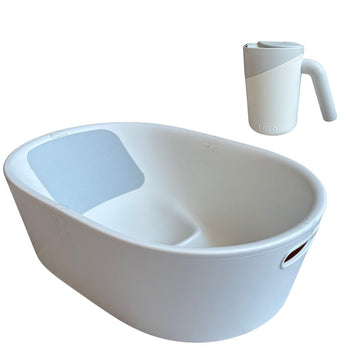Lalo Bathtime Starter Kit - Modern Baby Bathtub, Rinse Cup & Spout Cover Bundle