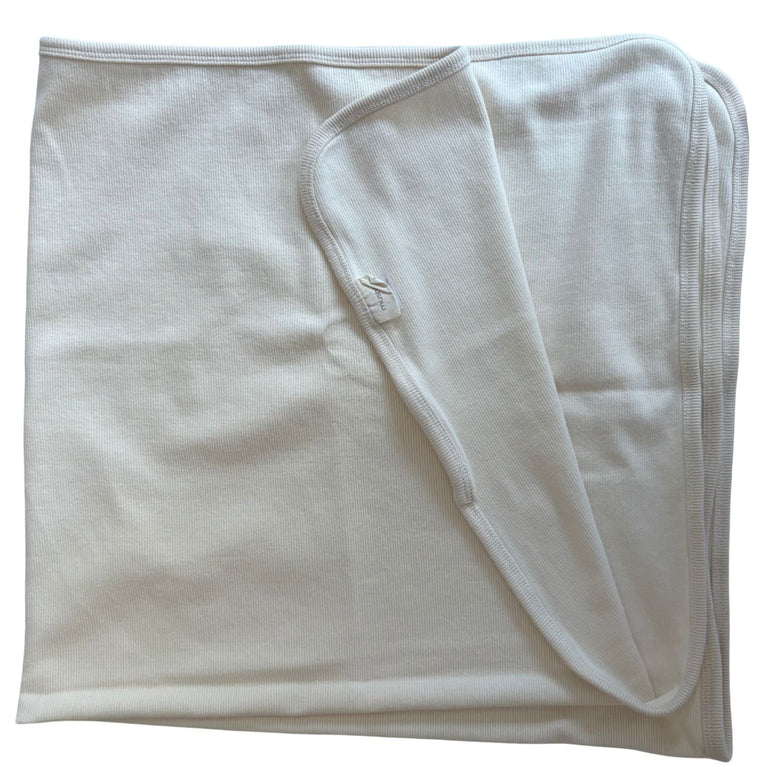 Mushie Ribbed Baby Blanket - Ivory
