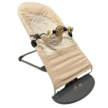 BabyBjörn Bouncer with Googly Eye Toybar - Woven Khaki + Extra Anthracite Cover