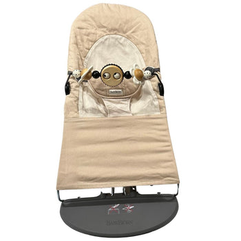 BabyBjörn Bouncer with Googly Eye Toybar - Woven Khaki + Extra Anthracite Cover