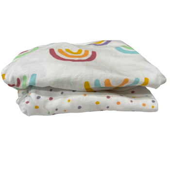 Snuz Moses Basket/SnuzPod/Pram Fitted Sheets - Pack of 2 - Rainbow