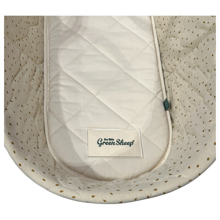 The Little Green Sheep Natural Quilted Moses Basket & Stand-Linen Rice
