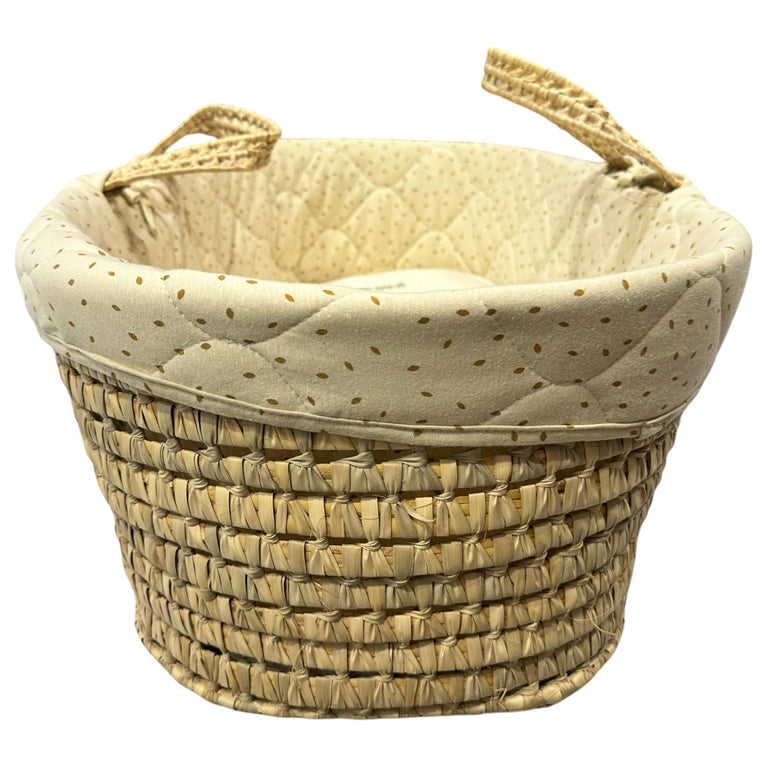 The Little Green Sheep Natural Quilted Moses Basket & Stand-Linen Rice