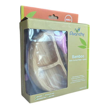 Avanchy Bamboo Suction Classic Plate Spoon Set