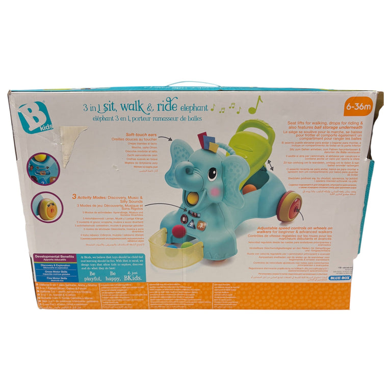 B Kids 3-in-1 Sit, Walk & Ride- Elephant