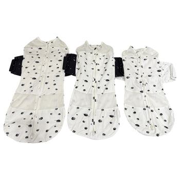 Happiest Baby SNOO 100% Organic SNOO Sleep Sack Bundle 3-Pack of Sizes - Ivory Planets with Black/White Wings