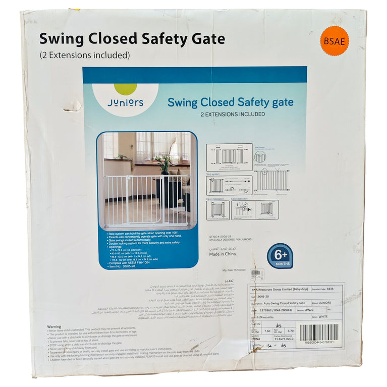 Juniors Auto Swing Closed Safety Gate