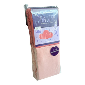 Clevamama Cotton Fitted Sheets for Crib (70x140 cm) - Pack of 2 - Coral
