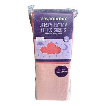 Clevamama Cotton Fitted Sheets for Crib (70x140 cm) - Pack of 2 - Coral