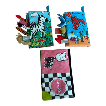 Jungle, Ocean Animals and Dinosaurs Soft Crinkly Books (Assorted) - Set of 3