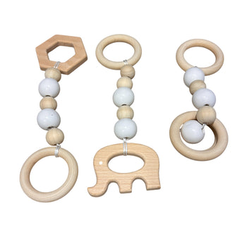 Wooden Play Gym With Hanging Pendants - White