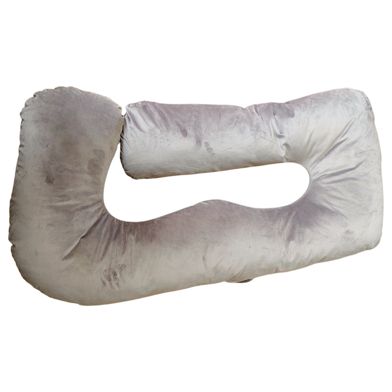 MUMO Pregnancy Pillows for Sleeping, U Shaped with Velvet Cover- Grey