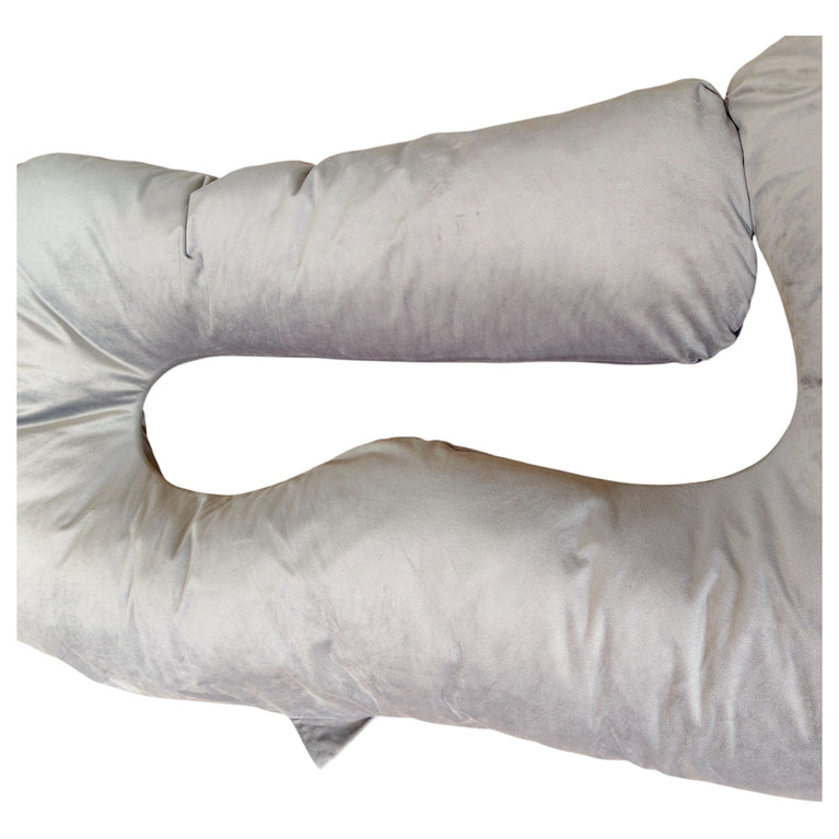 MUMO Pregnancy Pillows for Sleeping, U Shaped with Velvet Cover- Grey