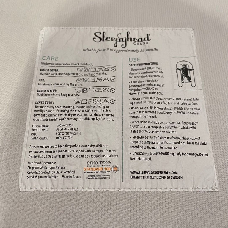 Sleepyhead (DockATot) Grand Dock Pod Baby Lounger + Spare Cover - Pristine White / Green Geometry